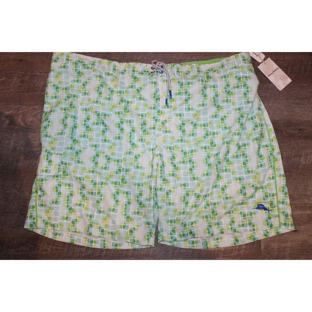 TOMMY BAHAMA Men's Big & Tall Baja Tide Swim TR Turquoise Swim Trunks 4XLB